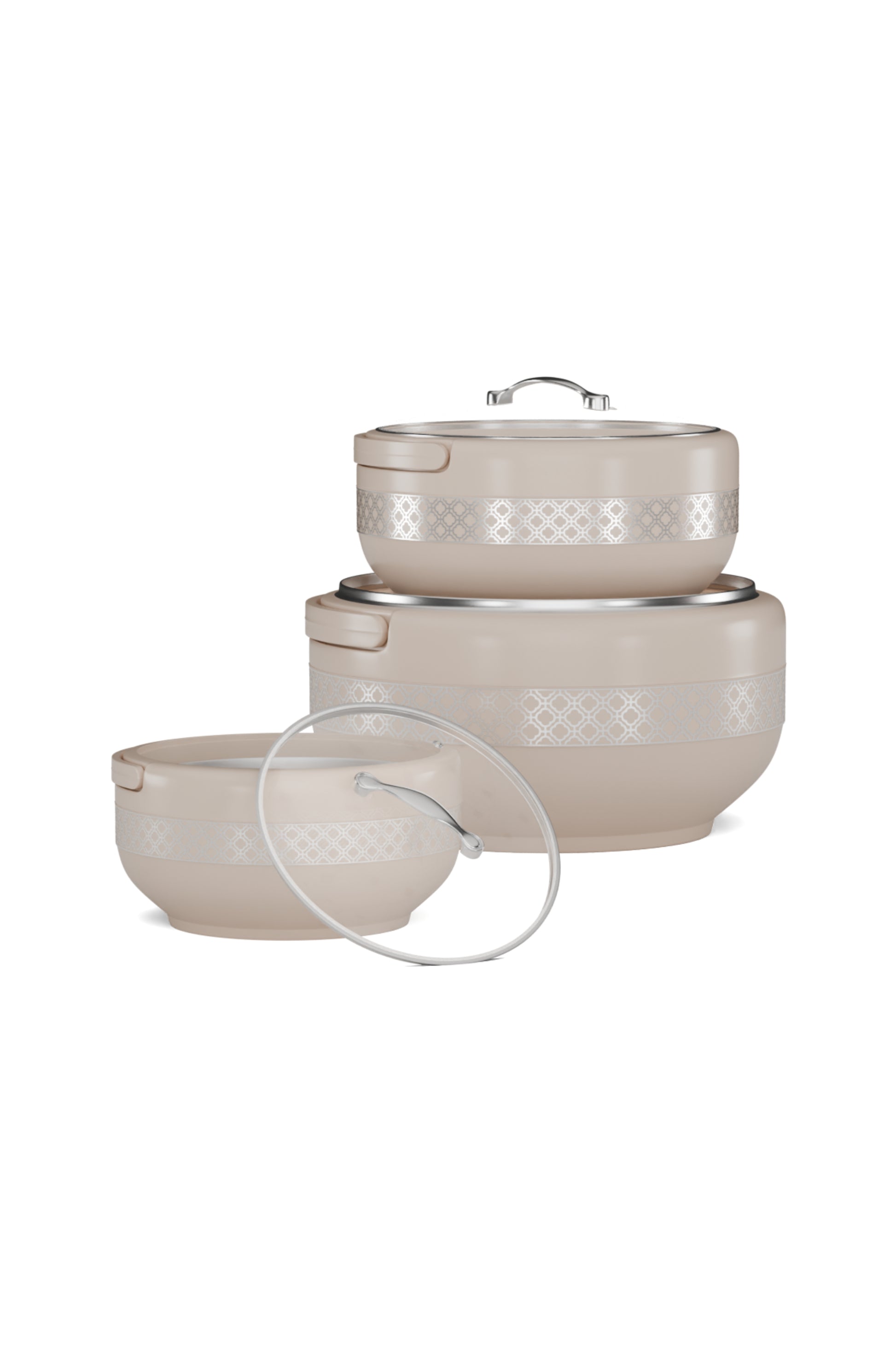 Brighton Hotpot Silver Beige Set of Three