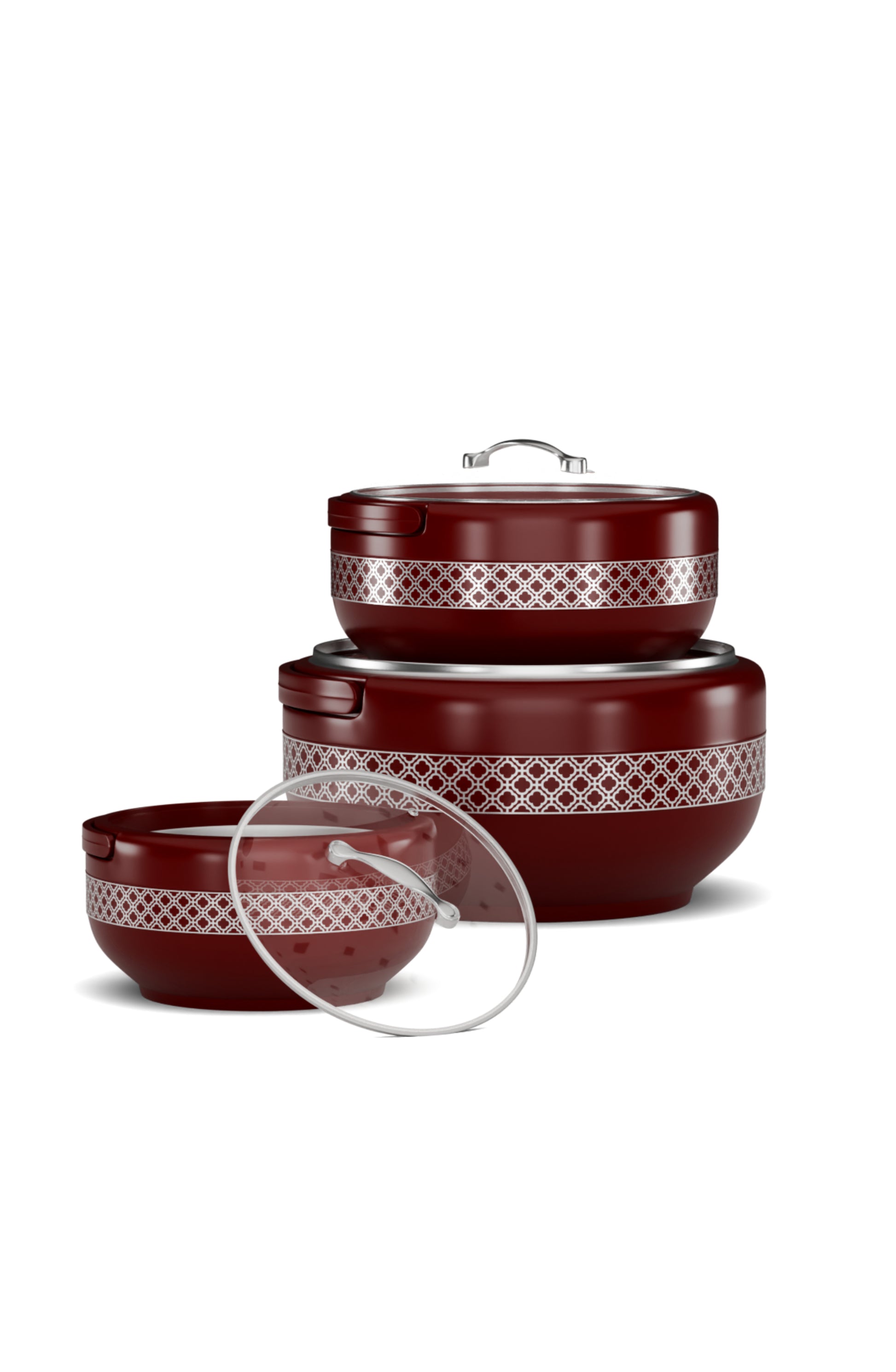 Brighton Hotpot Silver Maroon Set of Three