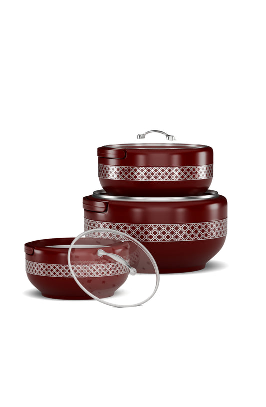 Brighton Hotpot Silver Maroon Set of Three